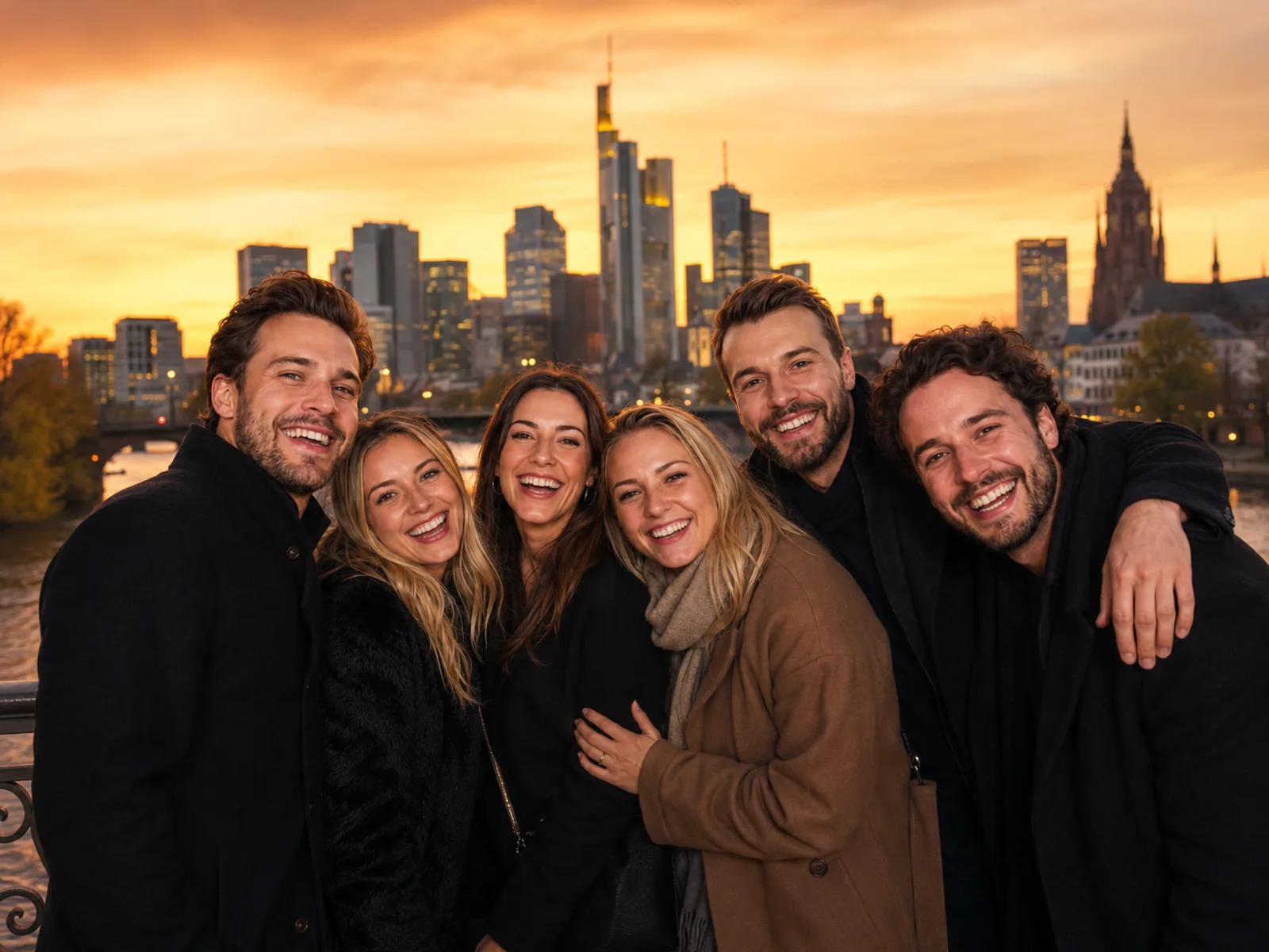 Ausgelassene Gruppe feiert gemeinsam trotz kurzfristig organisiertem Programm